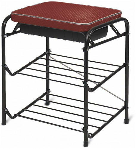 банкетка для обуви 2 полки с сиденьем из винилискожи и ящиком для хранения красный/черный в Брянске