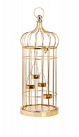 подсвечник-фонарь золотой на 4 свечи клетка shabby, 58 см в Брянске