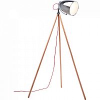 торшер chromatic tripod хром на деревянном основании в Брянске