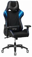 игровое кресло бюрократ бюрократ viking 4 aero, обивка: искусственная кожа, цвет: иск.кожа черная/ткань черная 26-28/сетка синяя(tw-10)-голубая(tw-55)-серая(tw-12) в Брянске