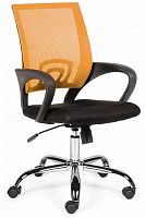 кресло компьютерное спринг(orange - black) база хром / оранжевая сетка / черная ткань в Брянске