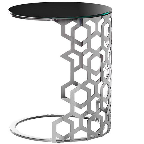 стол приставной silver circle 50x50х60 черный, серебро в Брянске