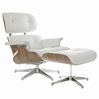 кресло eames style lounge chair & ottoman белое в Брянске