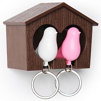 держатель+брелок для ключей двойной sparrow коричневый-белый-розовый в Брянске