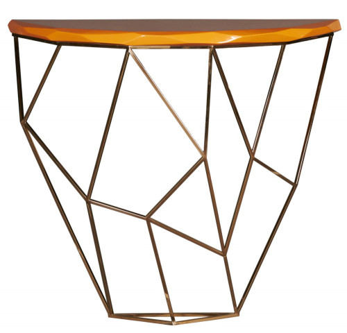 консоль geometric 100x38x90 золото, коричневая столешница в Брянске