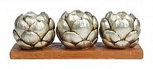 подсвечник сеербряный на 3 свечи на подставке шишки fir cone, 28 см в Брянске