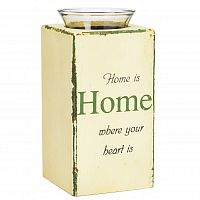 подсвечник деревянный бежевый со стеклом дом там, где сердце provence white, 18 см в Брянске