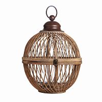 подсвечник-фонарь круглый деревянный большой со стеклом bamboo, 40 см в Брянске