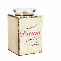 подсвечник деревянный бежевый со стеклом мечта твоего сердца provence cream, 15 см в Брянске