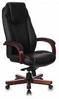 кресло для руководителя бюрократ бюрократ t-9923 walnut, обивка: натуральная кожа, цвет: кожа (black) в Брянске