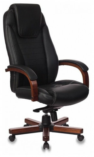 кресло для руководителя бюрократ бюрократ t-9923 walnut, обивка: натуральная кожа, цвет: кожа (black) в Брянске